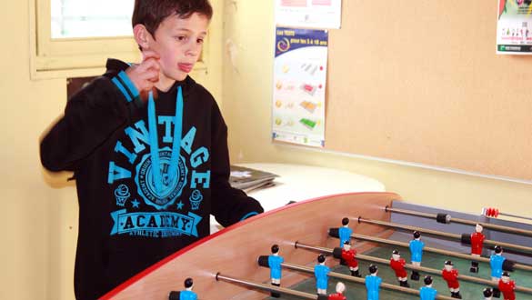 Entre deux matchs, baby-foot au club house !